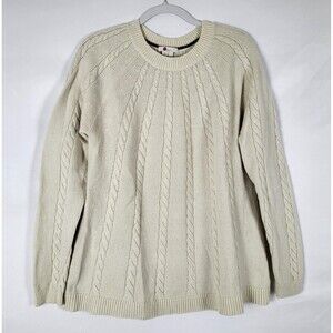 Boden Cream Sweater Wool Alpaca Blend Cable Knit Size Large